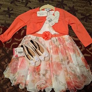 Speechless Coral Floral Tulle Dress with Coral Bolero